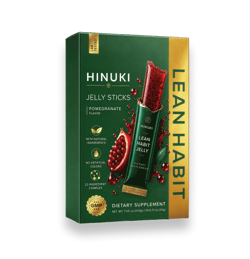 Hinuki 1 pack — green Lean Habit box with 10 pomegranate jelly sticks
